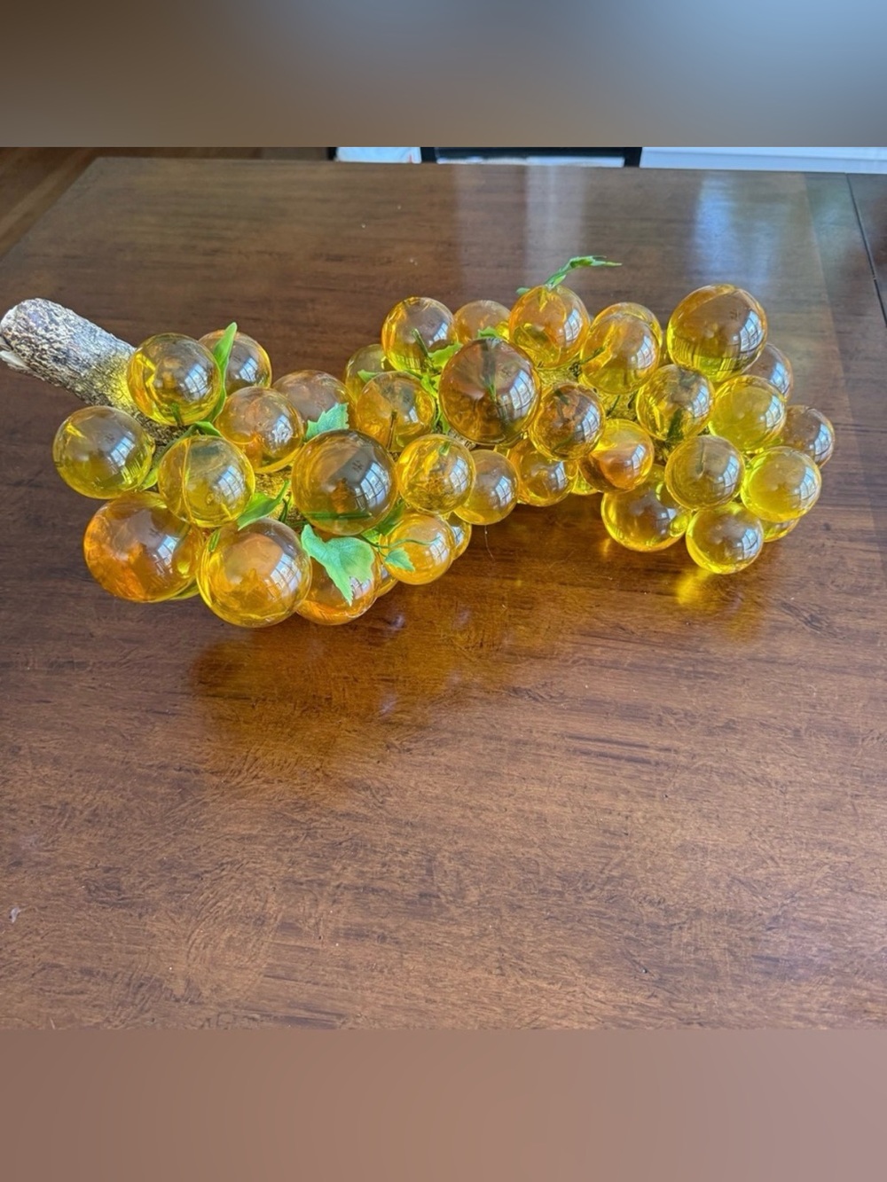 Vintage Amber Grapes Lucite or Resin on 16” x 8” Mid-Century Mod